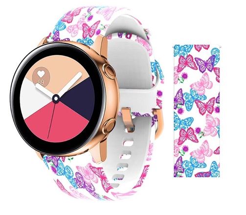 Mybandz szilikon óraszíj rosegold csattal 20mm pillangó mintás (20SKU6144)