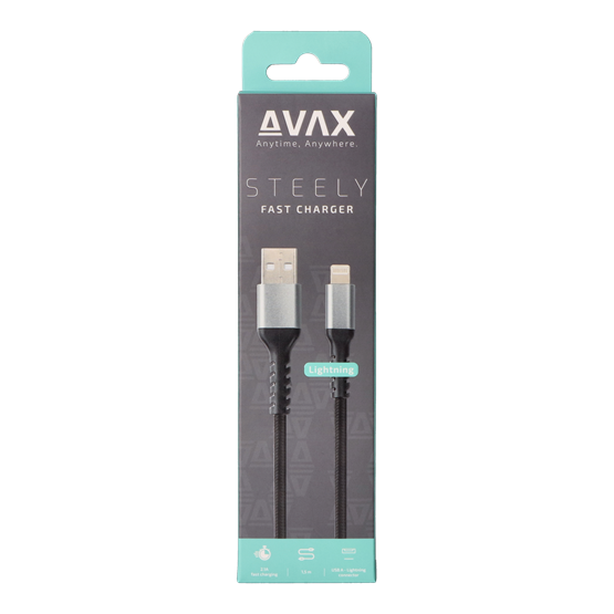  AVAX CB401G STEELY USB A-Lightning 20W   3A  1,5m acélszürke 