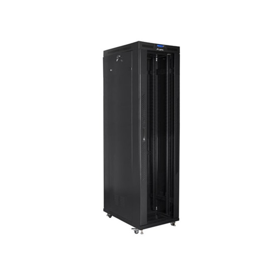 Lanberg 19" szabadon álló rack szekrény 47U/800X1000 üvegajtó  lapraszerelt  LCD kijelző Fekete