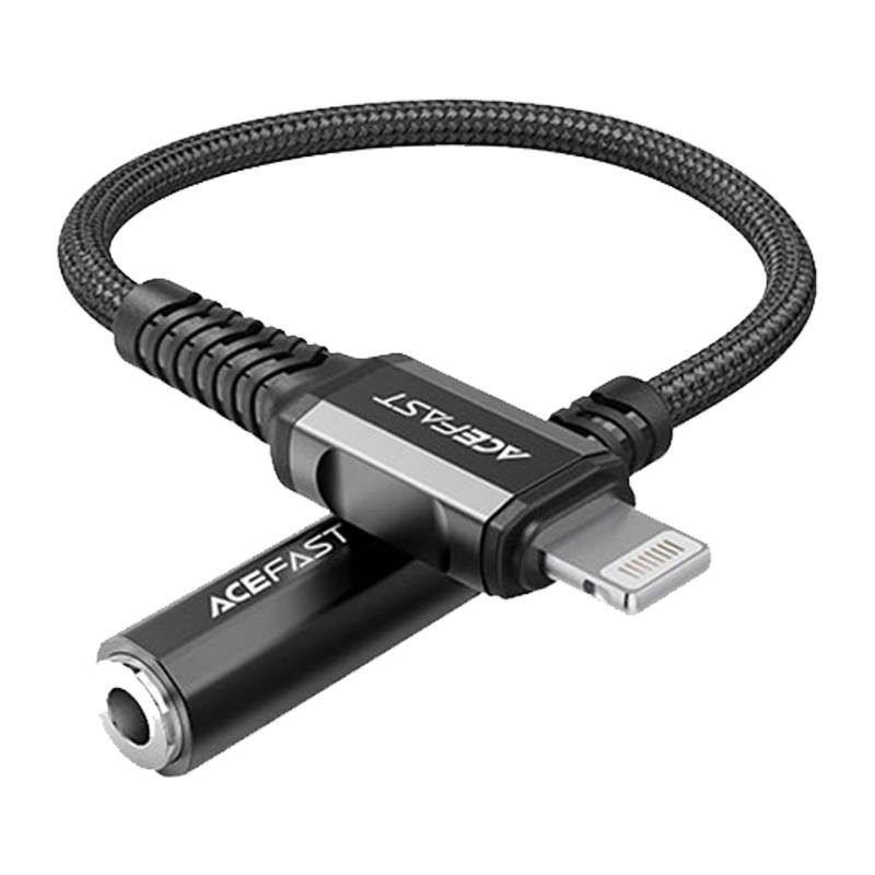 Adapter Lightning to mini jack 3,5mm Acefast C1-05 18cm (black) Adapter Lightning to mini jack 3,5mm Acefast C1-05 18cm (black)