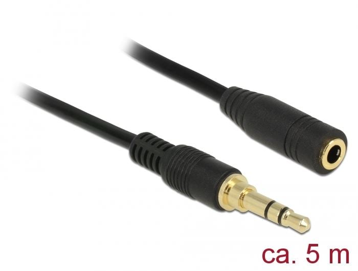 Delock sztereó jack hosszabbító kábel 3,5 mm 3 pin apa > anya 5m fekete (85590) Delock sztereó jack hosszabbító kábel 3,5 mm 3 pin apa > anya 5m fekete (85590)