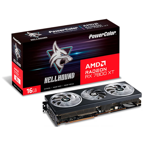 PowerColor AMD RX 7800 XT Hellhound 16GB GDDR6 RX7800XT 16G-L/OC Videókártya PowerColor AMD RX 7800 XT Hellhound 16GB GDDR6 RX7800XT 16G-L/OC Videókártya