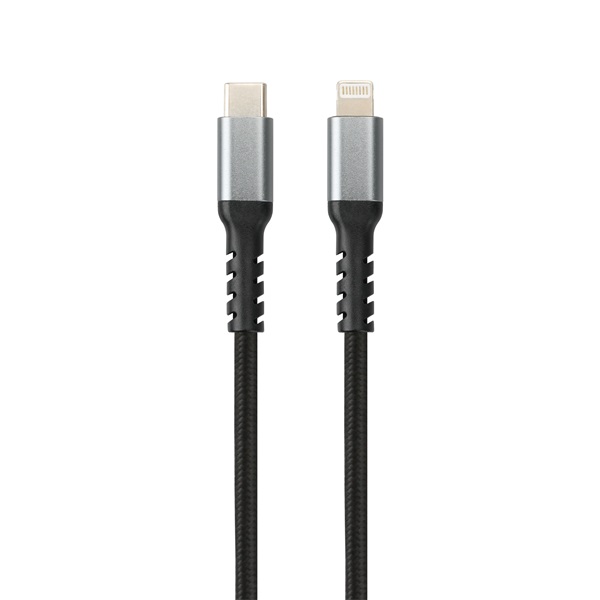 Avax CB402G Steely 1,5m 3A Type-C-Lightning gyorstöltő sodorszálas acélszürke adat- és töltőkábel