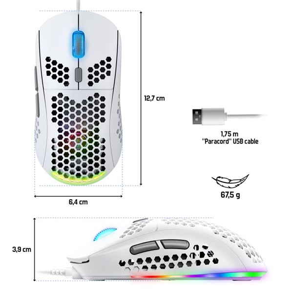 Spirit of Gamer S-PM4 RGB Arctic Egér Fehér 