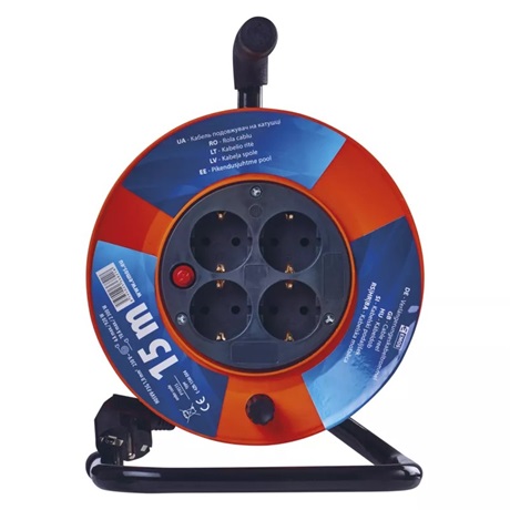 Emos P19515 KÁBELDOB 15 M / 4 ALJZAT / FEKETE / PVC / 230 V / 1 MM2