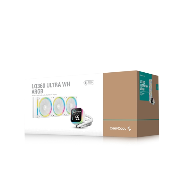 DeepCool  LQ360 ULTRA WH ARGB  max 35.63dB  max. 124,72 m3/h  3x12cm  LED kijelző Vízhűtés Fehér