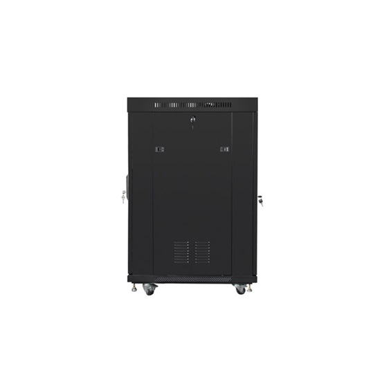Lanberg 19" szabadon álló rack szekrény 22U/800X1000 üvegajtó  lapraszerelt LCD kijelző Fekete V2