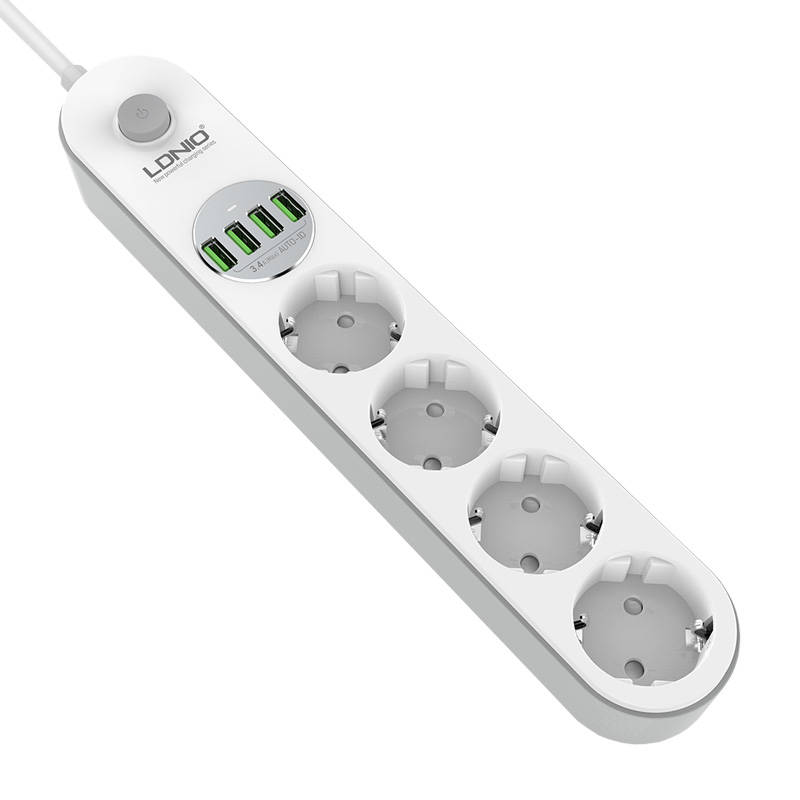 Power strip with 4 AC sockets, 4x USB, LDNIO SE4432, 2m (white) Power strip with 4 AC sockets, 4x USB, LDNIO SE4432, 2m (white)