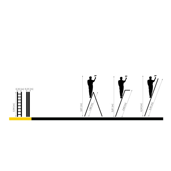 DRABEST HOME 4x3 lépcsős univerzális alumínium létra, összecsukható, 150 kg teherbírás, DR-AL-DU-HOME-4X3