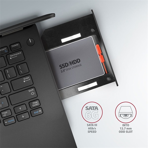 Axagon RSS-CD12 2.5" laptop ODD beépítő adapter fekete