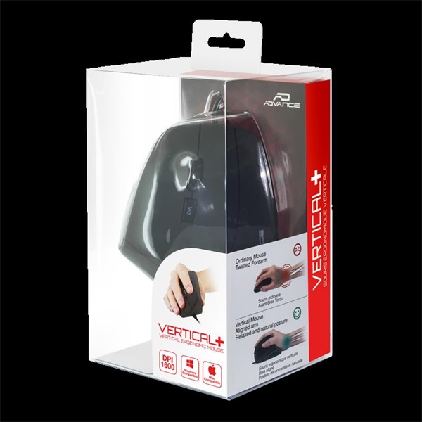 Advance VERTICAL PLUS MOUSE 1600 DPI 6 gomb ergonomikus Egér   fekete 