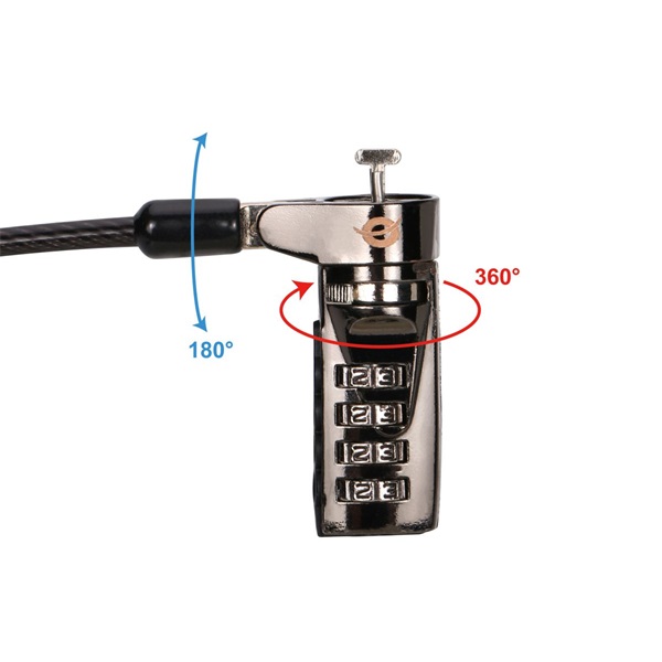Conceptronic CUSTODIO01BS  Számzáras  Standard Lock Slot 1,8m Notebook Kábelzár  
