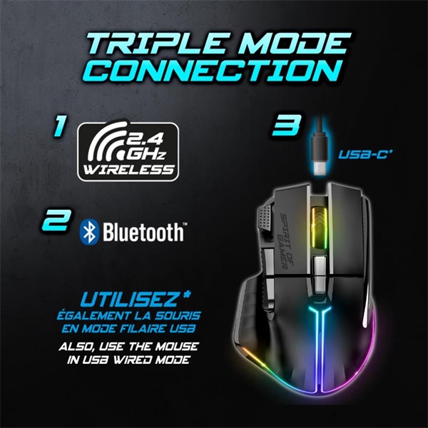 Spirit of Gamer  PRO-M5 Wireless Egér vezeték nélküli Fekete 