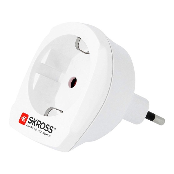 SKROSS hálózati csatlakozó adapter (240V, EU2 pin - IT, földelt, utazótöltő) FEHÉR (1.500212-E)