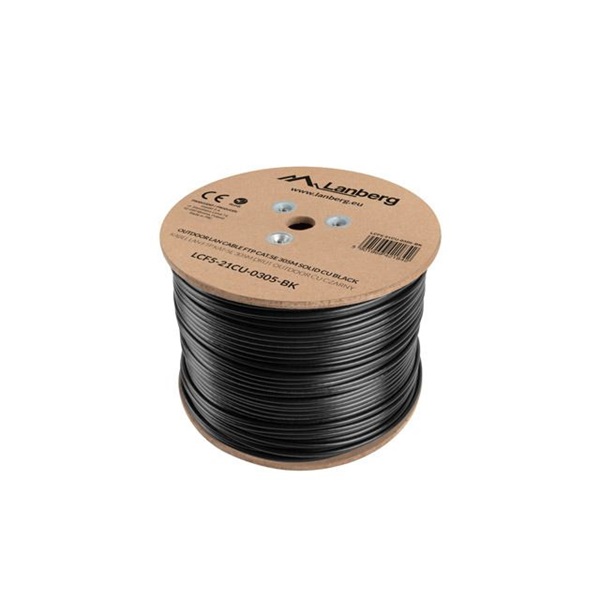 Lanberg LCF5-21CU-0305-BK 305m Cat5e F/UTP AWG24 Fca PE árnyékolt fekete kültéri kábel Lanberg LCF5-21CU-0305-BK 305m Cat5e F/UTP AWG24 Fca PE árnyékolt fekete kültéri kábel