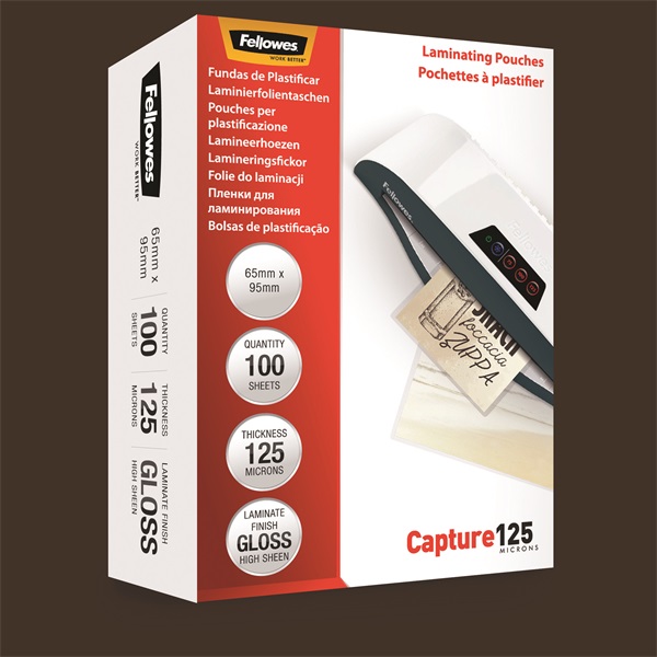 Fellowes 65x95mm 125 mikron 100 db/csomag fényes meleglamináló fólia Fellowes 65x95mm 125 mikron 100 db/csomag fényes meleglamináló fólia