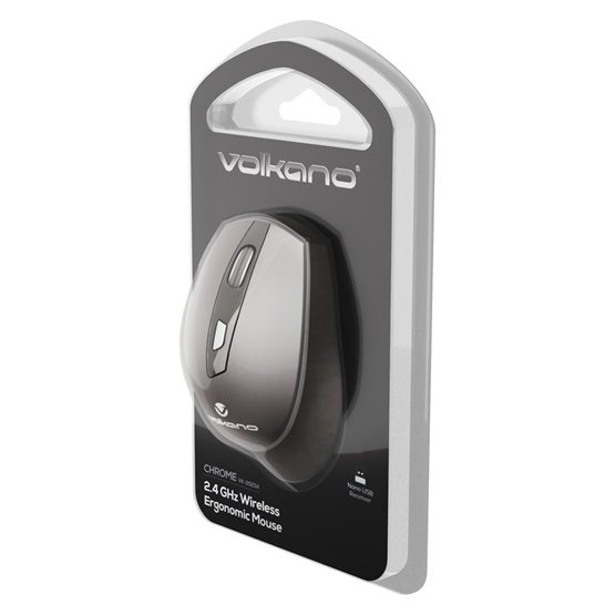  Volkano Chrome Series 2.4Ghz Ergonómikus vezeték nélküli egér  Fekete