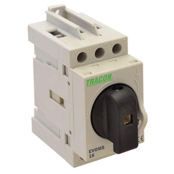 Tracon EVOMS25/3 400V, 50Hz, 25A, 3P, 10mm2 sorolható lakatolható szakaszoló kapcsoló Tracon EVOMS25/3 400V, 50Hz, 25A, 3P, 10mm2 sorolható lakatolható szakaszoló kapcsoló