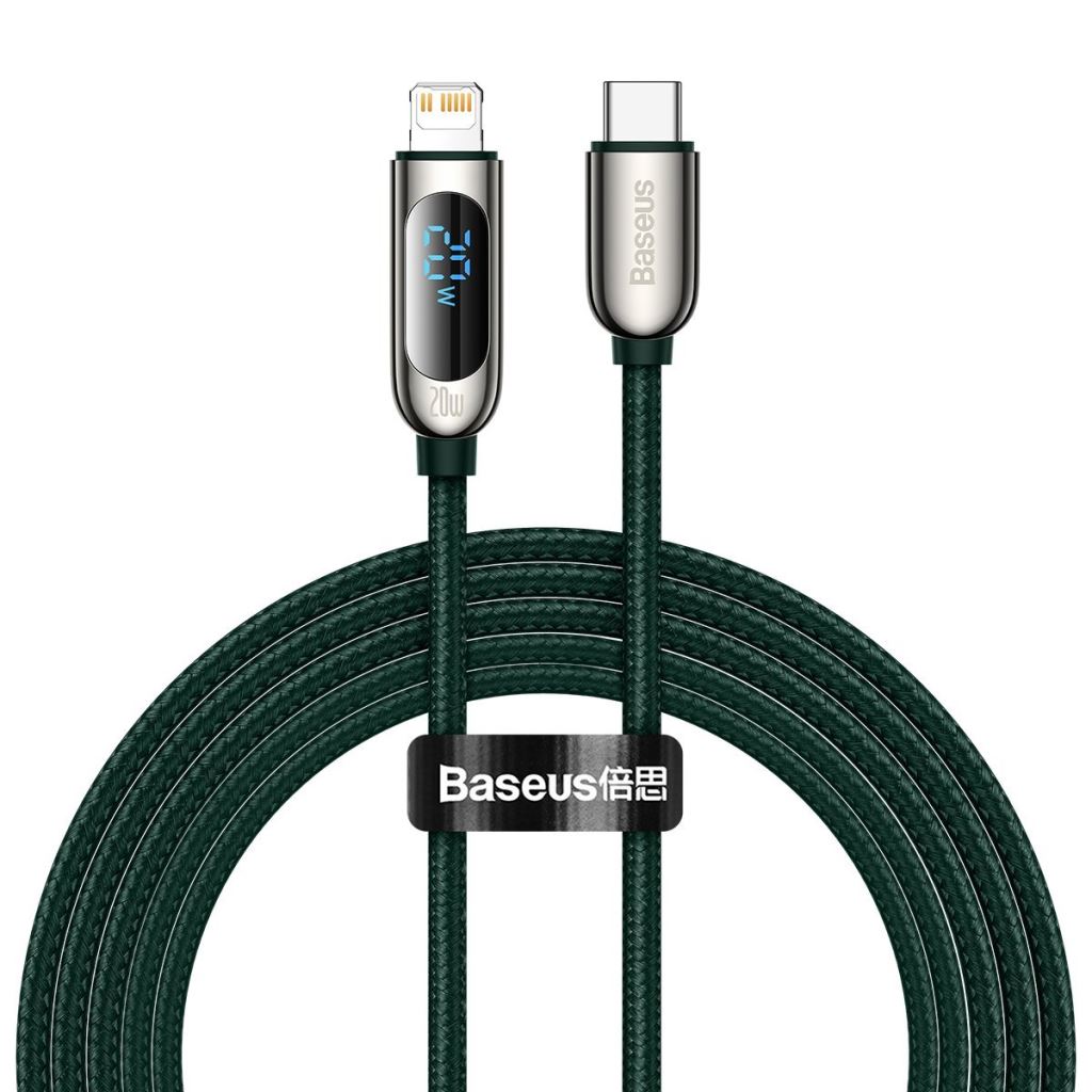 Baseus USB-C-Lightning kábel kijelzővel, PD, 20 W, 2m, zöld (CATLSK-A06) Baseus USB-C-Lightning kábel kijelzővel, PD, 20 W, 2m, zöld (CATLSK-A06)
