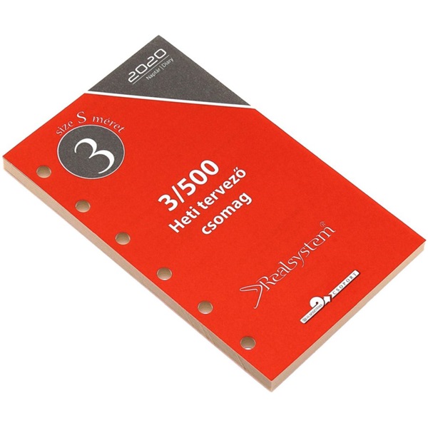 Realsystem 3/500 éves heti beosztású gyűrűs naptár kiegészítő