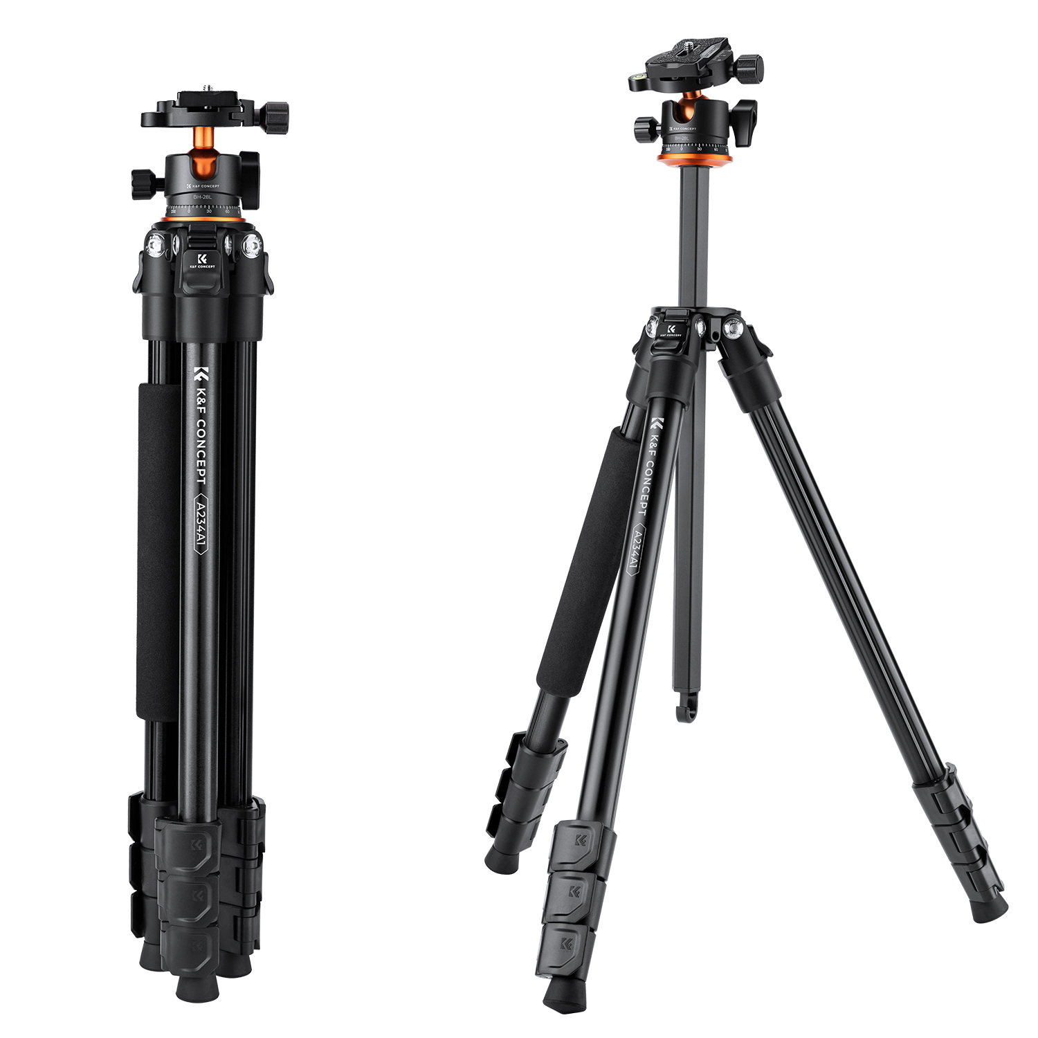 K&F Concept A234A1+BH-28L állvány, 160cm magasság, 10kg teherbírás