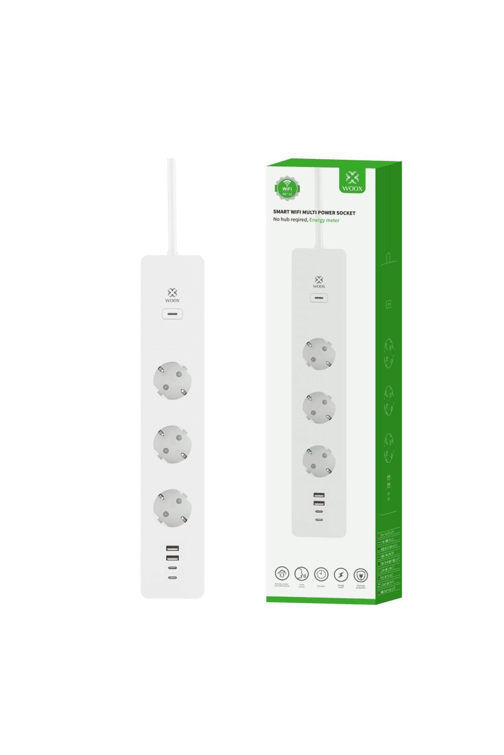 Woox Smart Home 3 aljzatos okos elosztó USB portokkal (R6132)
