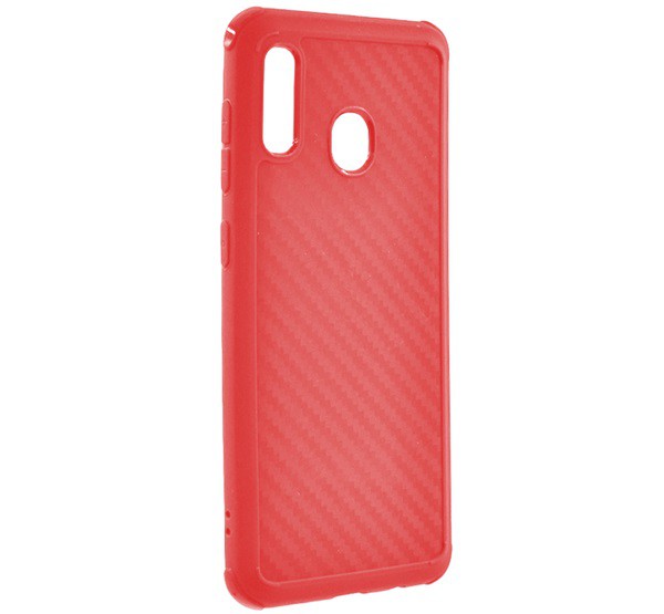 ROAR CARBON ARMOR szilikon telefonvédő (közepesen ütésálló, légpárnás sarok, karbon minta) PIROS [Samsung Galaxy A30 (SM-A305F)]