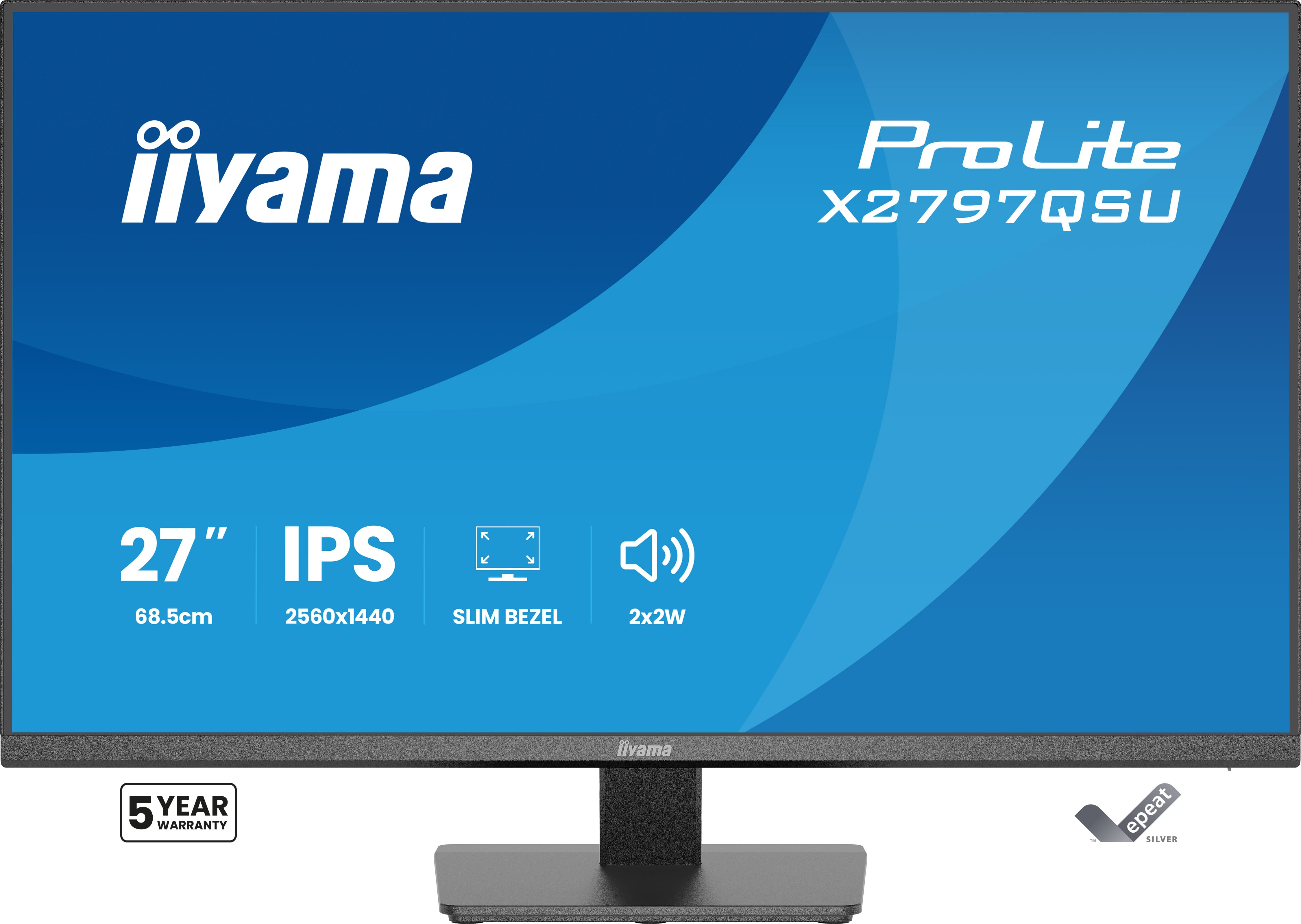 iiyama 27" ProLite X2797QSU-B1 IPS LED Monitor - 2560x1440, QHD, 75Hz, 1ms, Hangszóró, Fekete