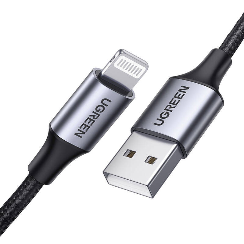 UGREEN 2.4A US199 Lightning USB-A kábel, 1.5m (fekete) UGREEN 2.4A US199 Lightning USB-A kábel, 1.5m (fekete)