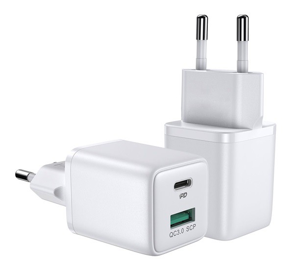 JOYROOM hálózati töltő USB/Type-C aljzat (5V / 3000 mA, 30W, túlmelegedés védelem, PD gyorstöltés támogatás) FEHÉR (L-QP303)