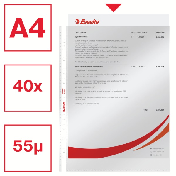 Esselte At Hand A4 lefűzhető 40db víztiszta genotherm