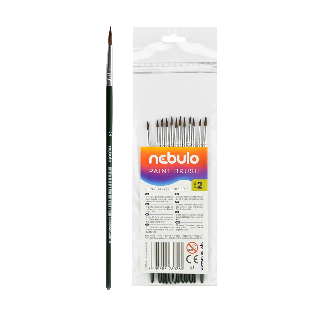 Nebuló Ecset 2-es festett nyéllel 12 db/csomag,  (HE-1-2-F)