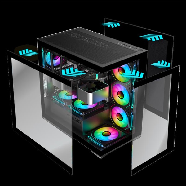 Spirit of Gamer SPARK Black Fekete ablakos 6x12cm ventilátor alsó táp Számítógépház Spirit of Gamer SPARK Black Fekete ablakos 6x12cm ventilátor alsó táp Számítógépház