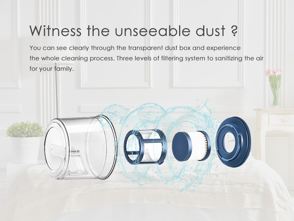 Mamibot vezeték nélküli kézi UV, atkaírtó porszívó, Dust Mite Vacuum Cleaner UVlite 200, kék