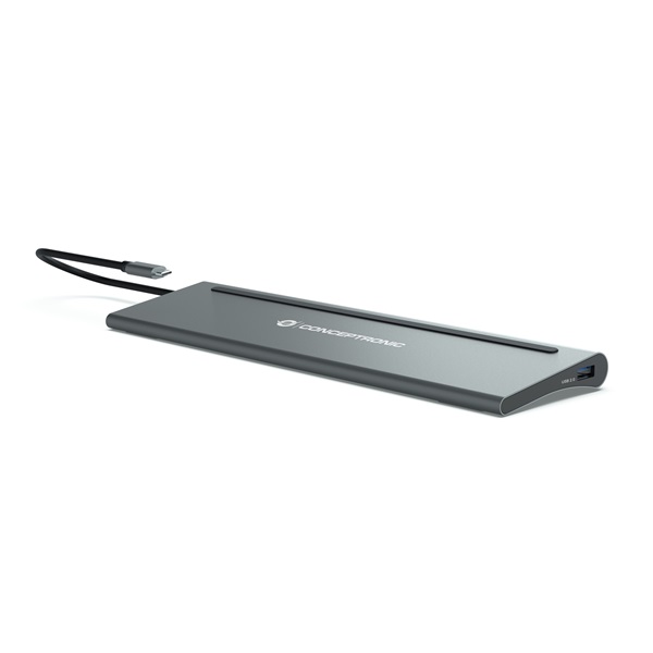 Conceptronic DONN17G USB-C to HDMI/DP/USB-C PD/USB-C data/USB 3.0/USB 2.0/SD/TF/GbE/AUX Notebook Dokkoló Conceptronic DONN17G USB-C to HDMI/DP/USB-C PD/USB-C data/USB 3.0/USB 2.0/SD/TF/GbE/AUX Notebook Dokkoló