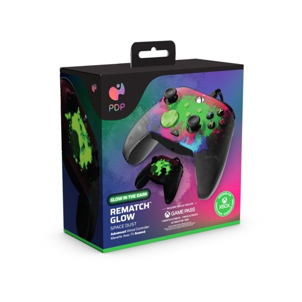 PDP Rematch Glow Adevanced Xbox Series X|S/Xbox One/PC Space Dust Glow in the Dark vezetékes kontroller