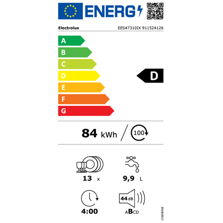 Electrolux EES47310IX 13 terítékes beépíthető mosogatógép