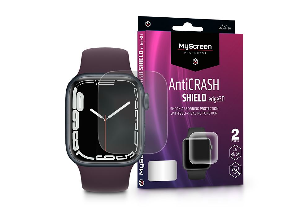 MyScreen Protector AntiCrash Shield Edge3D Apple Watch Series 7 (41mm) ütésálló kijelzővédő fólia 2db/csomag (LA-2063)