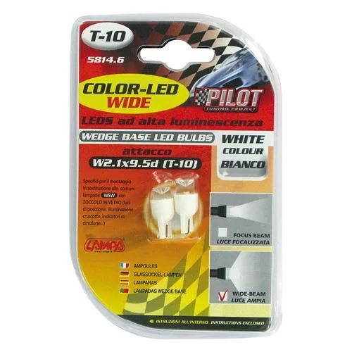Lampa T10 12V  1 LED dióda pár, homorú, fehér (0158146)