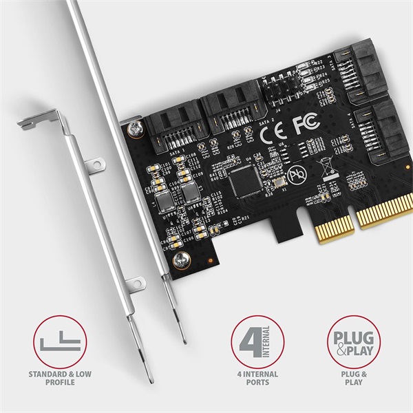 Axagon 4x SATA port bővítő kártya PCIe (PCES-SA4X4)
