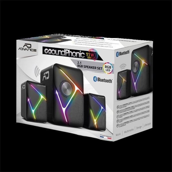 Advance  SOUNDPHONIC RGB 11W RMS BLUETOOTH  2.1, Bluetooth/3,5mm RGB Hangszóró Fekete 