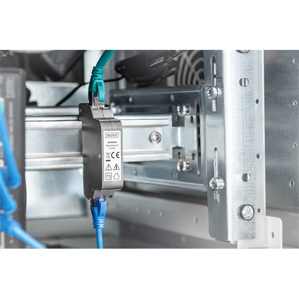 DIGITUS DN-95421 DIN sínes PoE túlfeszültségvédő RJ45 szürke DIGITUS DN-95421 DIN sínes PoE túlfeszültségvédő RJ45 szürke