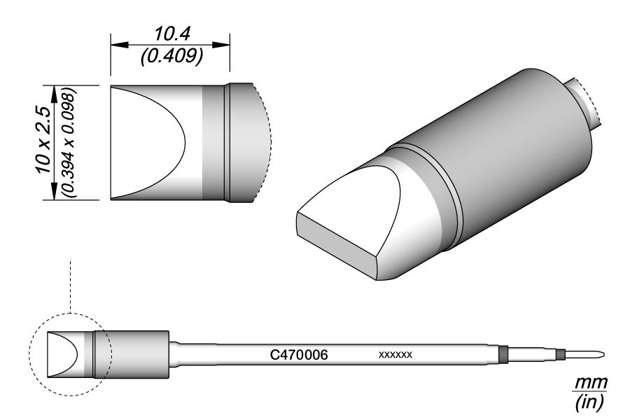 JBC Tools C470006 forrasztóhegy, véső forma, egyenes 10 x 2.5 mm, hossza 10.4 mm