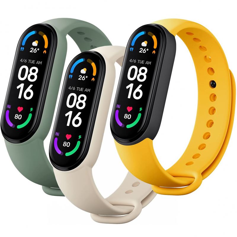 Xiaomi Mi Smart Band 6 Strap pótszíj elefántcsont/olíva/sárga (BHR5135GL)