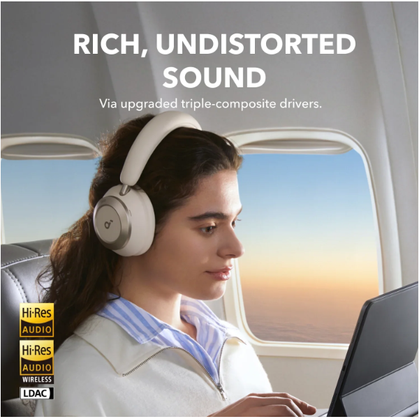 ANKER  A3062G21 Vezeték Nélküli Fejhallgató  Soundcore Space One Pro Összecsukható  Aktív Zajszűrő Krém-fehér white 