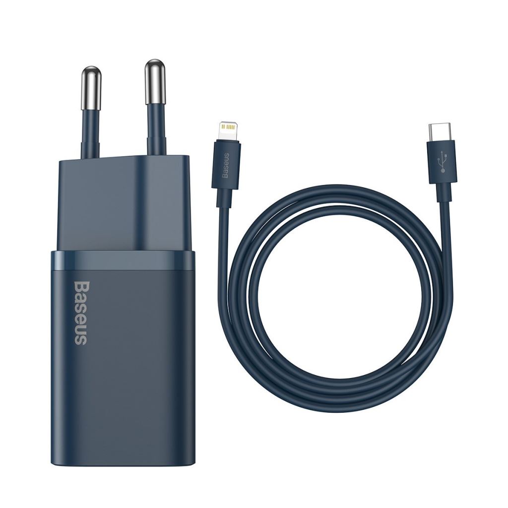 Baseus Super Si Quick Charger 1C 20W fali töltő + USB-C - Lightning kábel 1m kék (TZCCSUP-B03) Baseus Super Si Quick Charger 1C 20W fali töltő + USB-C - Lightning kábel 1m kék (TZCCSUP-B03)