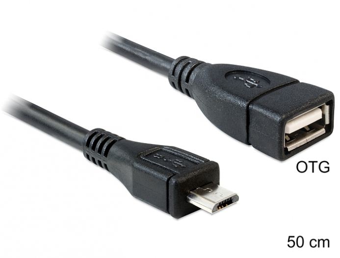 DeLock DL83183 USB micro-B apa -> USB 2.0-A anya OTG kábel 50 cm DeLock DL83183 USB micro-B apa -> USB 2.0-A anya OTG kábel 50 cm