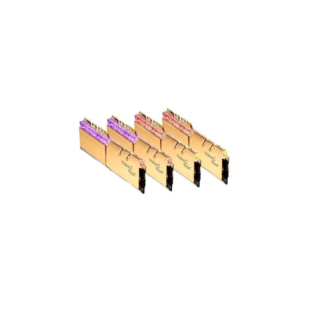 G.SKILL Trident Z Royal DDR4 4000MHz CL18 128GB Kit4 (4x32GB) Intel XMP Memória Arany G.SKILL Trident Z Royal DDR4 4000MHz CL18 128GB Kit4 (4x32GB) Intel XMP Memória Arany