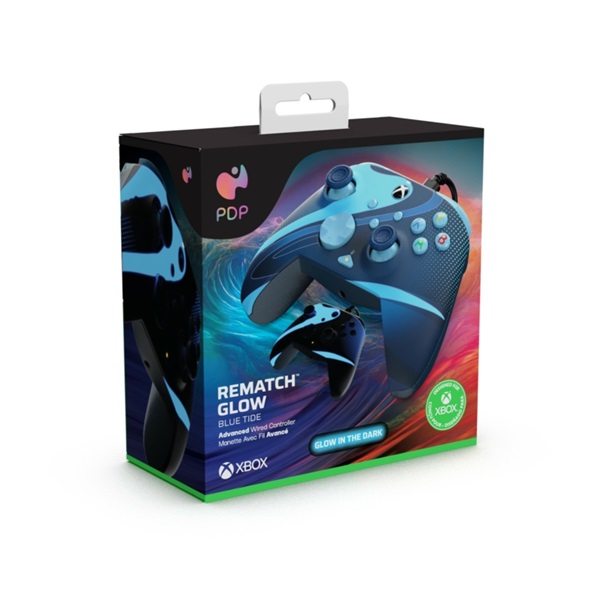 PDP Rematch Glow Adevanced Xbox Series X|S/Xbox One/PC Blue Tide Glow in the Dark vezetékes kontroller