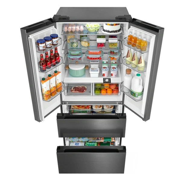 Midea MDRF692FIE46 négyajtós  Hűtő:347L  Fagyasztó:169L  No frost Side by side hűtőszekrény Inox